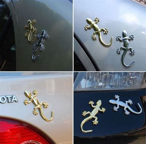 3d cool mechanical metal gecko house lizard waterproof car sticker|2 Pack Gold Gecko Car Sticker 3D House Lizard Shape Metal .